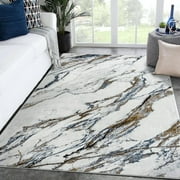 Luxe Weavers Abstract Marble Patterned Area Rug, Indoor Carpet for Living Rooms 6x9 - Blue